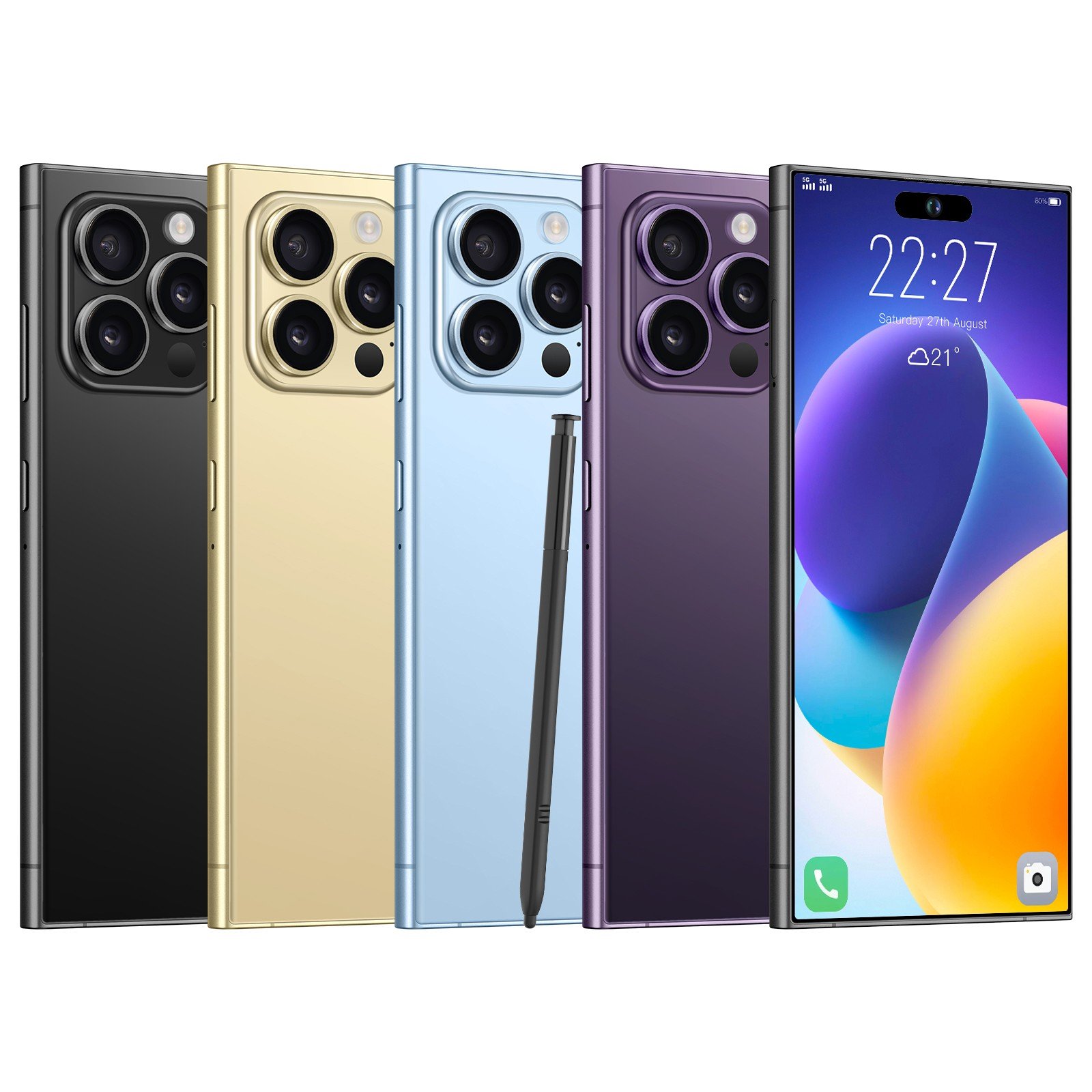 2024 Original i15 Ultra Smartphone 6.7 Inch LED Display 16GB+1TB 8-Core French Unlocked LTE Large Screen Clone 14 Pro Max